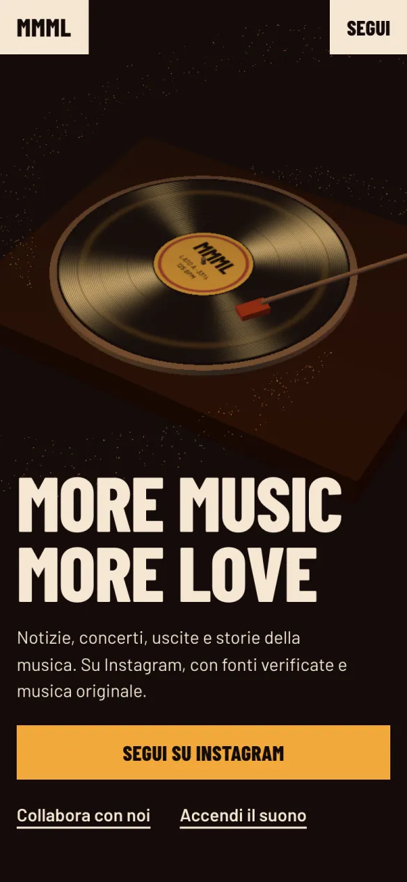 Il sito More Music More Love su telefono.